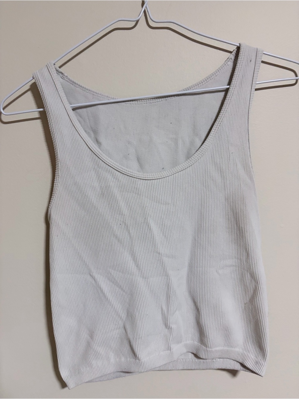 Women's Ribbed Scoop Tank Top - White